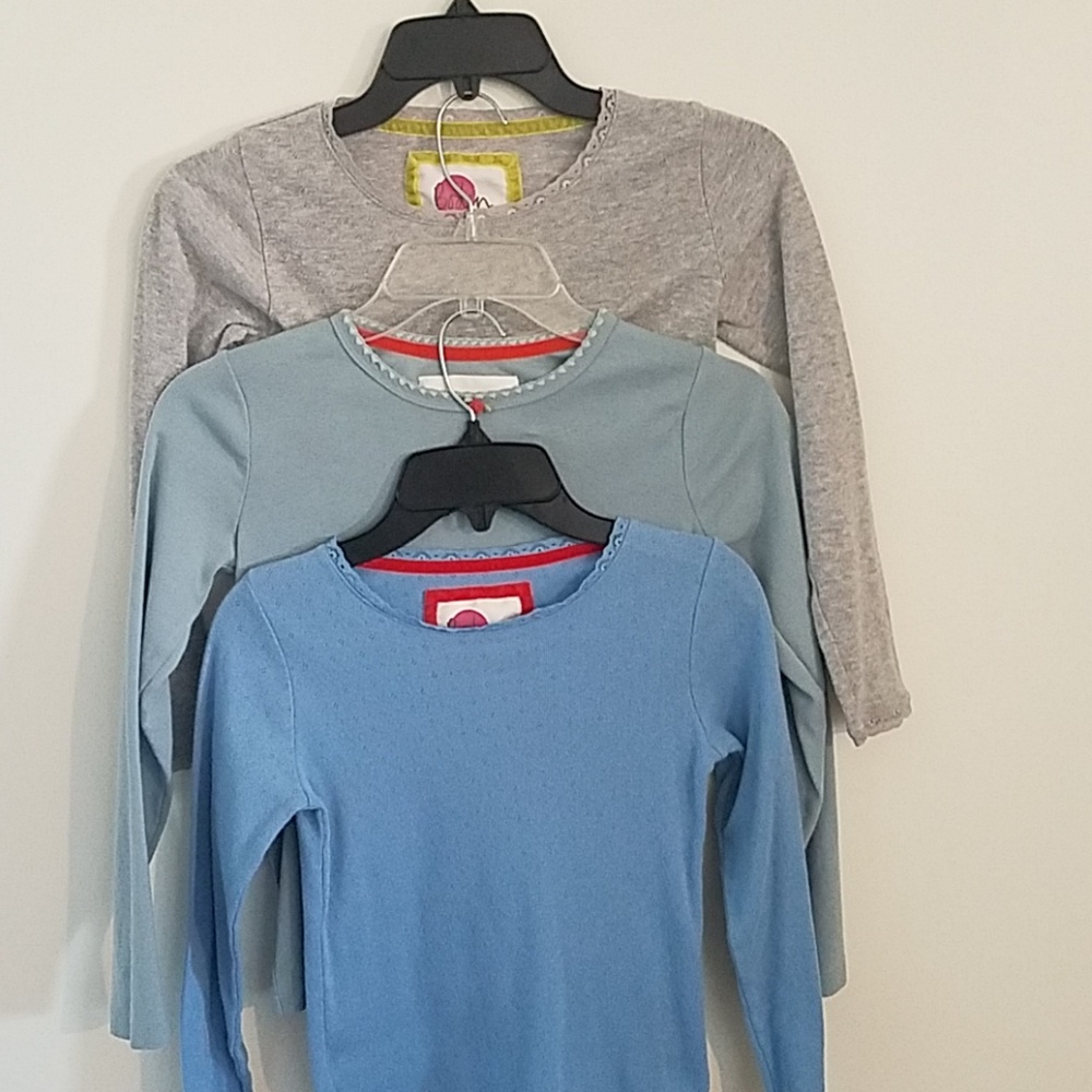3 MiniBoden Girls Long-sleeved  Pointelle Shirts